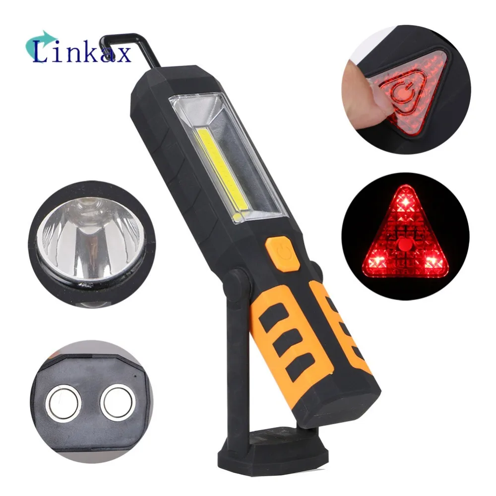 

3 Modes COB LED Work Light Magnet Flashlight With Hook Folding Torch LED Flashlight Car Working Lights By 3AAA Battery