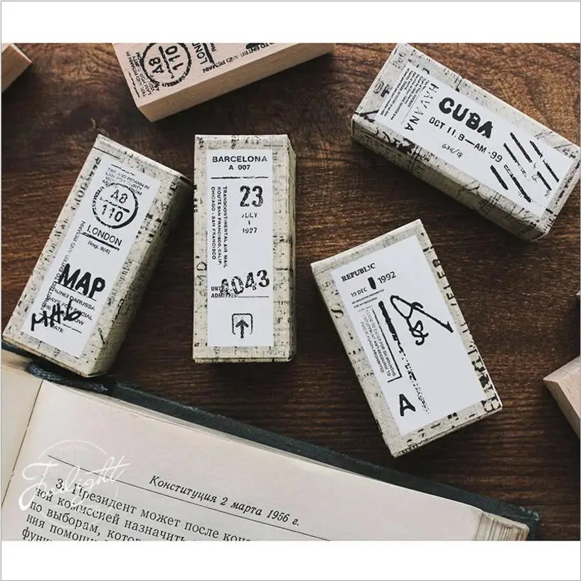 

Vintage old Ticket series wooden rubber stamp scrapbookin Albums diary DIY decorative Handmade seal children stationery Supplies
