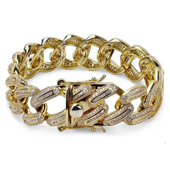 

Fashion Hip Hop jewellery Iced Out AAA Cubic Zircon Miami Cuban Tennis Link Charms Mens Bracelets 2019 Bijoux Homme 7 8 Inch