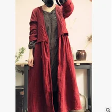 Новые товары, указанные весной, года, дизайн, высокое качество, свободный большой размер, хлопок, лен, женский плащ-Пыльник