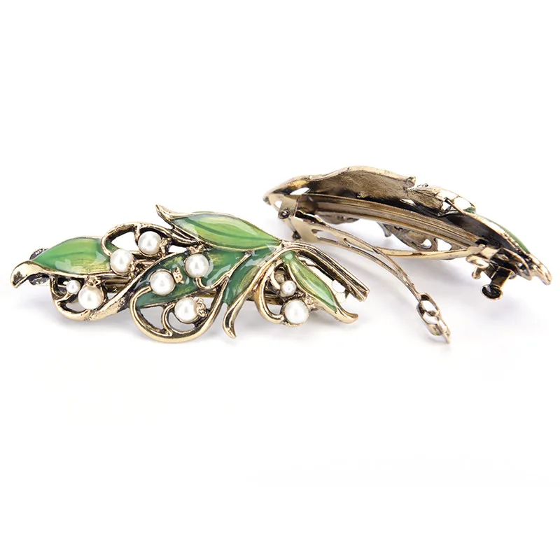 1PCS Alloy Ancient Bronze Plated Enamel Flower Style Hair Jewelry Women