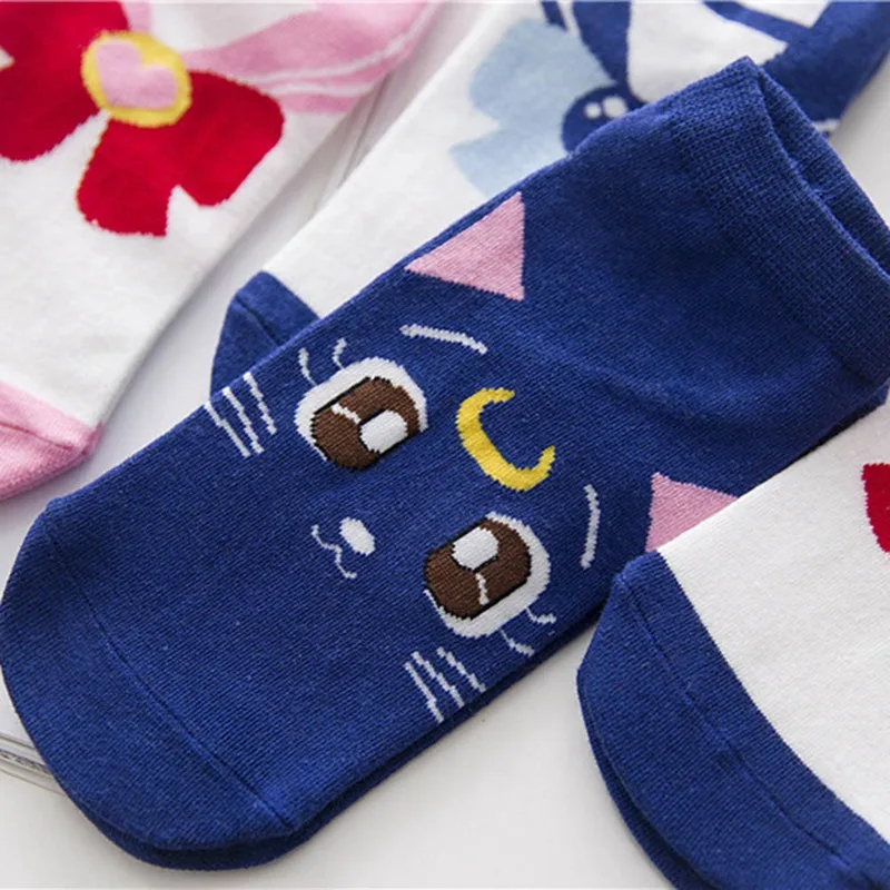 Женские хлопчатобумажные носки в стиле аниме Sailor Moon Повседневное платье до
