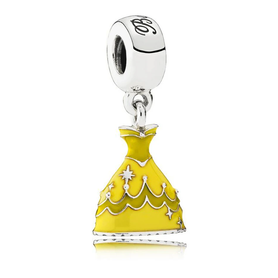 

925 Sterling Silver DIY Jewelry Belle's Dress Dangle Charm fit Lady Bracelet Bangle Lady Gift Mixed Enamel