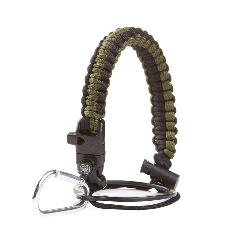 Wongeto Paracord Handle- Survival Strap Cord with Safety Ring and Carabiner  - Compatible with Hydro Flask Wide Mouth Water Bottles 12oz - 64 oz Sport