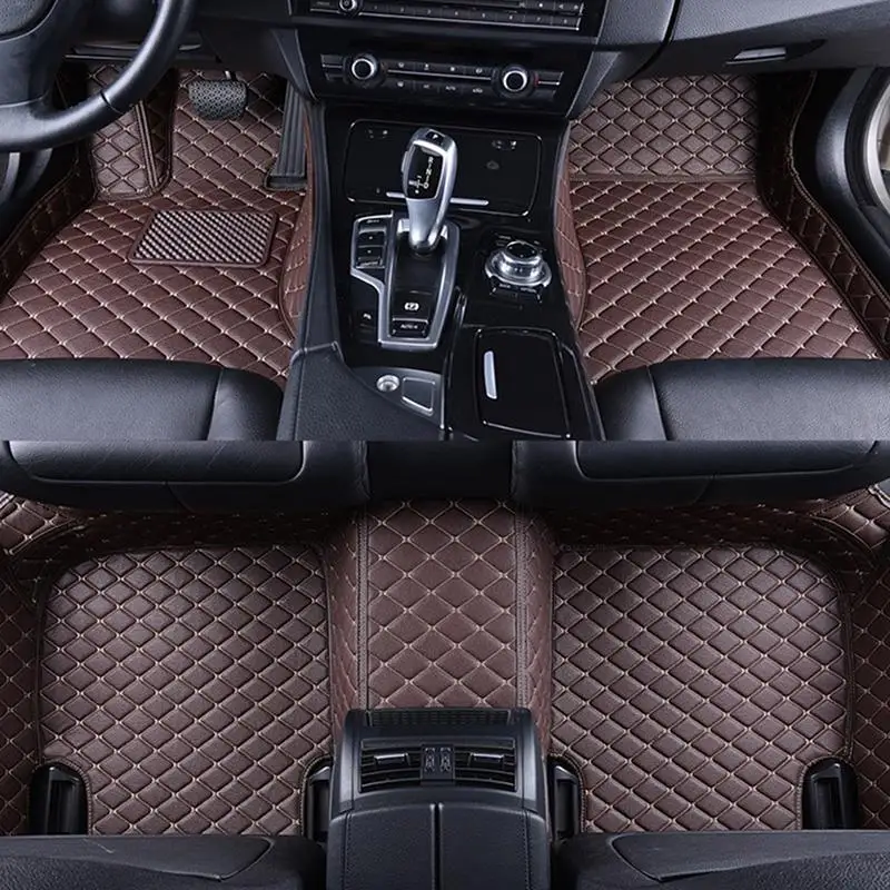 Пользовательские ковры Водонепроницаемый кожа ковер автомобиля Тюнинг для леворульных автомобилей, автомобильные коврики для VW Golf 7 MK7 2013 - Название цвета: Coffee