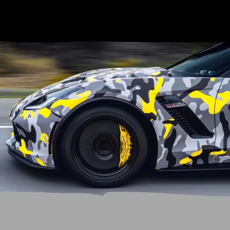 Yellow Black Gray Camouflage Vinyl Wrap Car Wrap Camo Covering