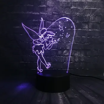 

Cartoon 3D Night Light USB Charge Blow Bubbles Elves Tinker Bell RGB LED Baby Sleep Mood Desk Luster Kid Birthday Girl Gift Toy