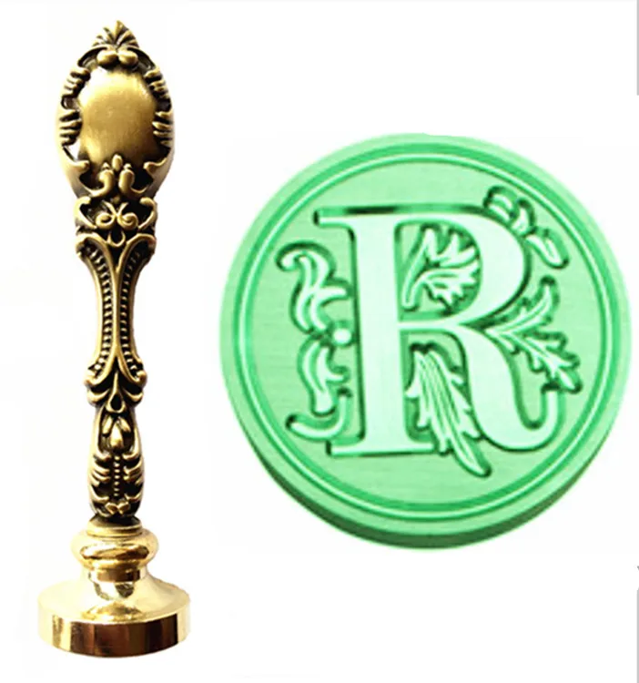 Vintage Luxury Letter R Alphabet Initial Engraved Wedding Invitation