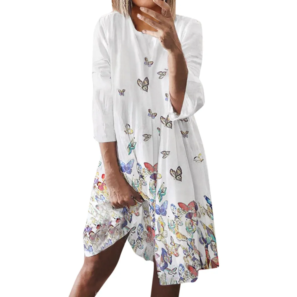 

Bohemian Women Vintage Print Dress 2019 Summer Sexy O Neck Full Sleeve Holiday Dresses Plus Size Casual Loose Vestidos #30