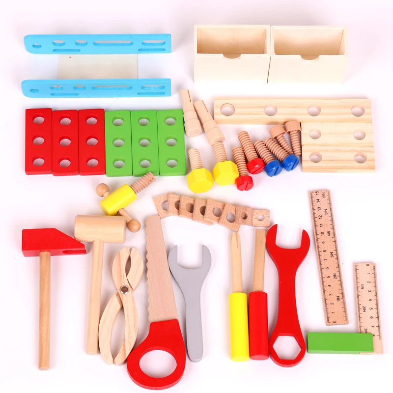 Детские настоящие деревянные инструменты для технического обслуживания, игрушка для мальчика, набор деревянных инструментов, набор винтов, сборная 3D головоломка, обучающая игрушка