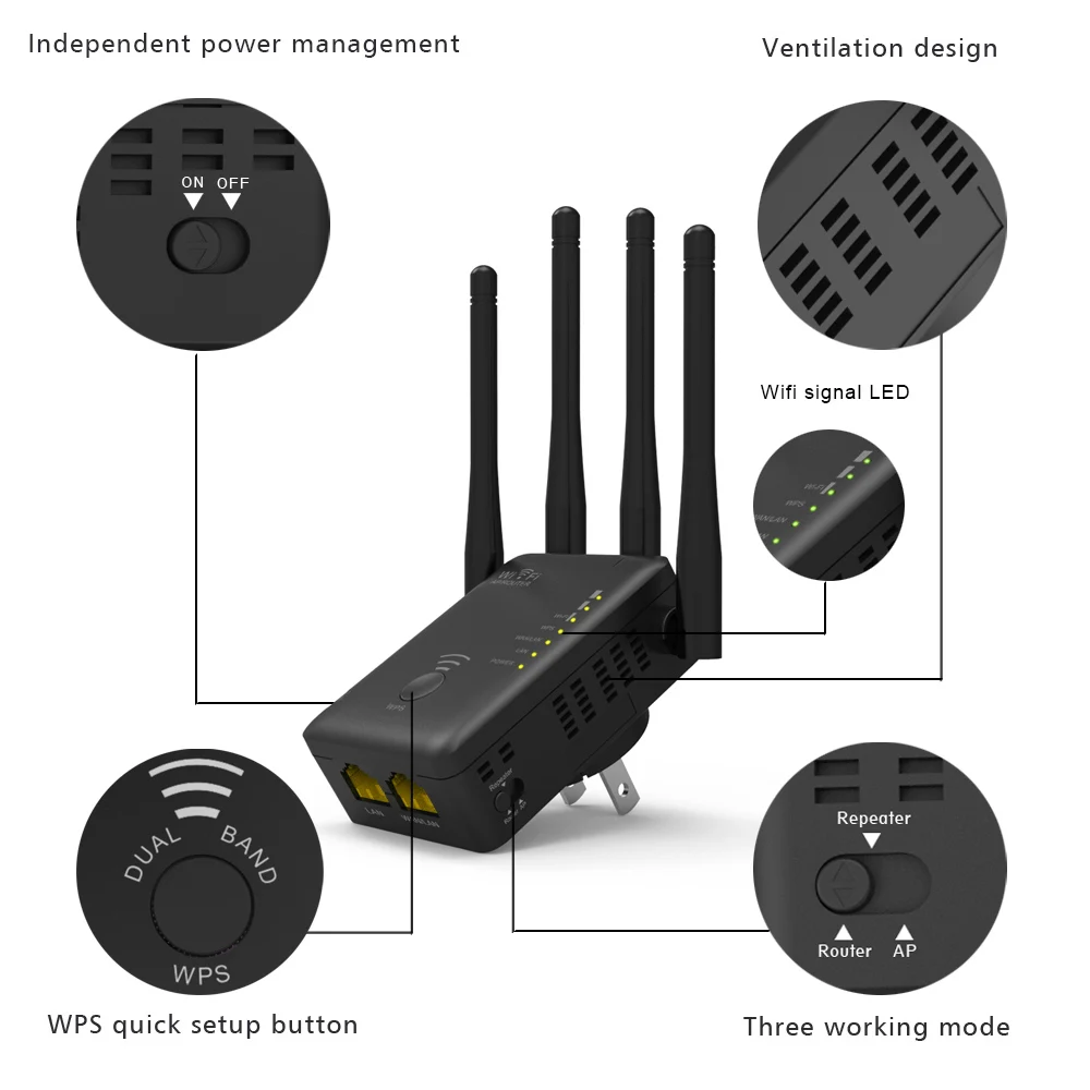 Wi Fi репитер Wavlink AC1200/маршрутизатор AP беспроводной расширитель диапазона WIFI