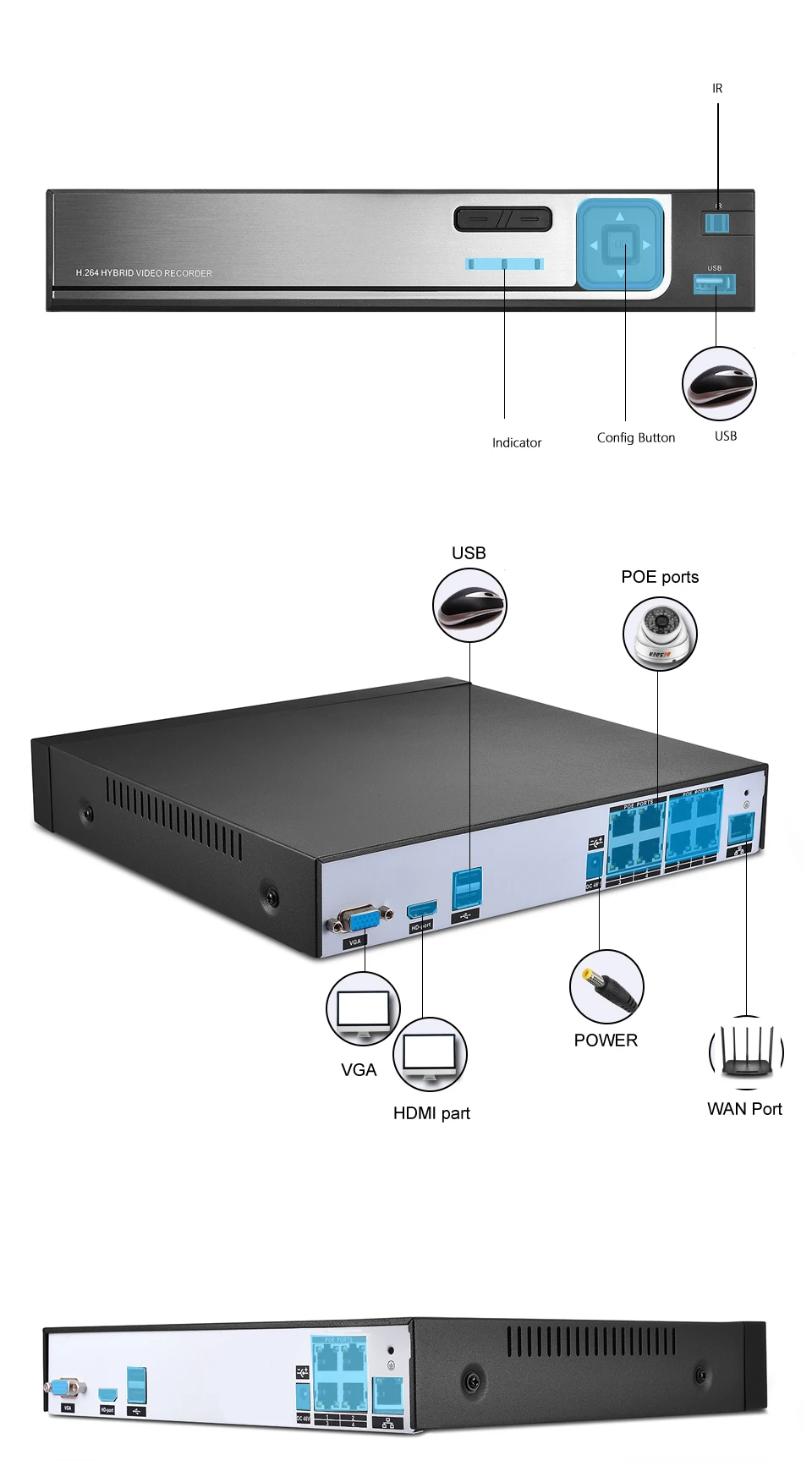 Besder H.264 CCTV NVR 48 в PoE 8CH 1080 P/4CH 1080P видеонаблюдения CCTV видео рекордер IEE802.3af PoE P2P ONVIF обнаружения движения NVR