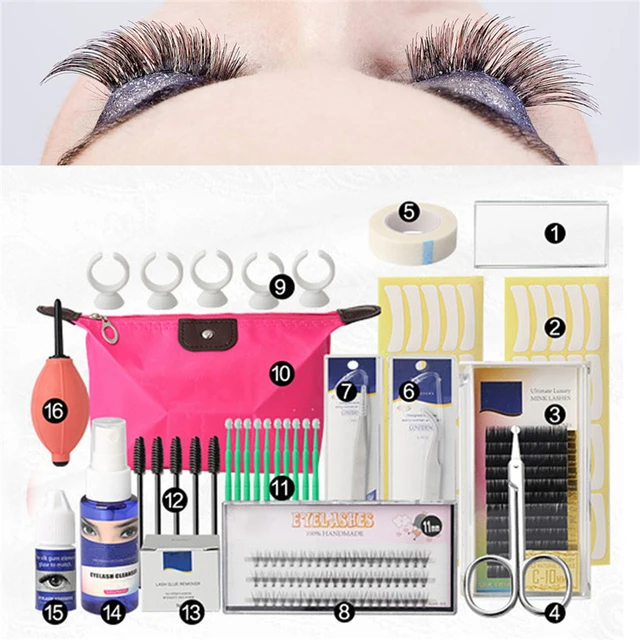16 Pcs False Eyelash Extension Tools Set Makeup Tools Kits Professional