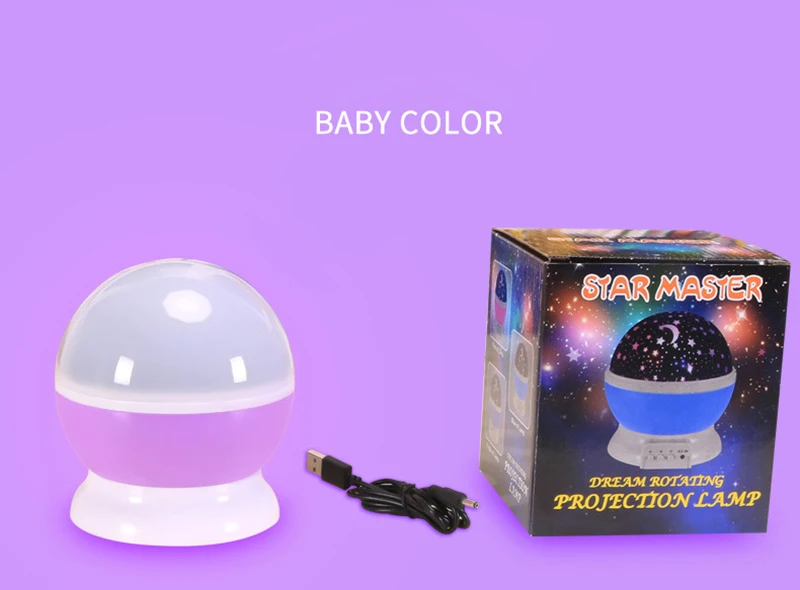 Светодиодный проектор с вращающейся звездой, луна, звезда, фэнтези, красочная романтическая Звездная лампа, ночная лампа, для сна ребенка, Гипсофилы, светящиеся игрушки
