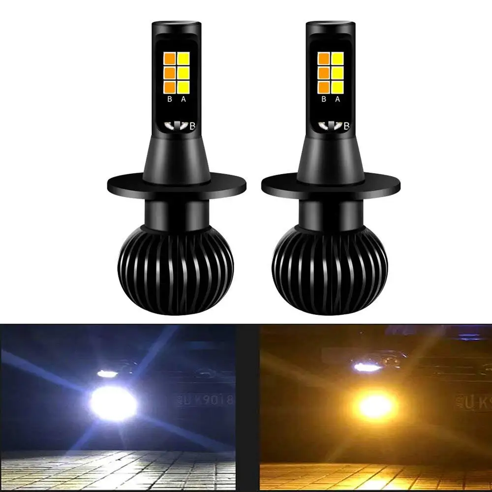 1 пара двухцветные 1300LM 160W H3 H8 H11 светодиодные противотуманные лампочки белый +
