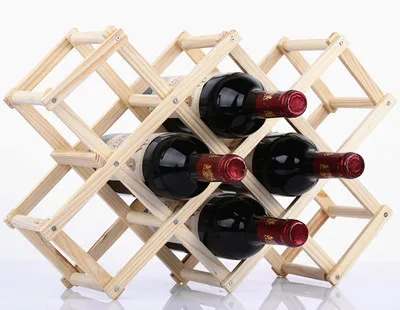 Домашний Ретро деревянный держатель бутылки вина Творческий практичный складной гостиной декоративный шкаф Красного вина стеллаж для выкладки товара - Цвет: 10Bottles-1