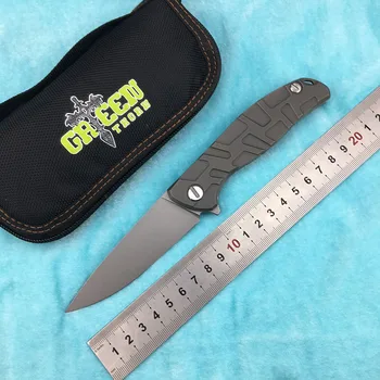

Green thorn Flipper 95 D2 steel blade T mode Titanium handle outdoor camping hunting pocket kitchen fruit folding knife EDC tool