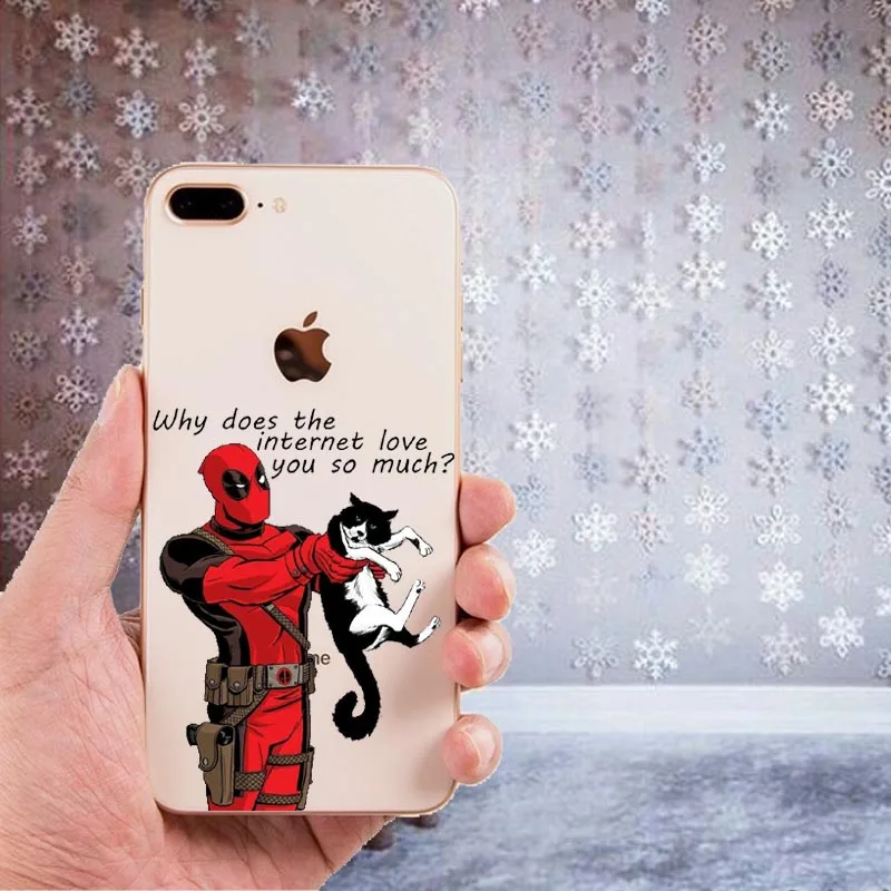 Дедпул от Marvel Wade Winston Wilson Прозрачный Силикон ТПЭ чехлы для iPhone 8 XS Max 6 6 S Plus 5 5S SE XR 10 Coque Shell - Цвет: TPU