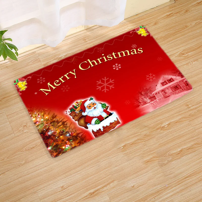 BLRISUP веселые рождественские украшения дверной коврик Санта-Клаус фланелевый с принтом напольный коврик нескользящий Рождественский