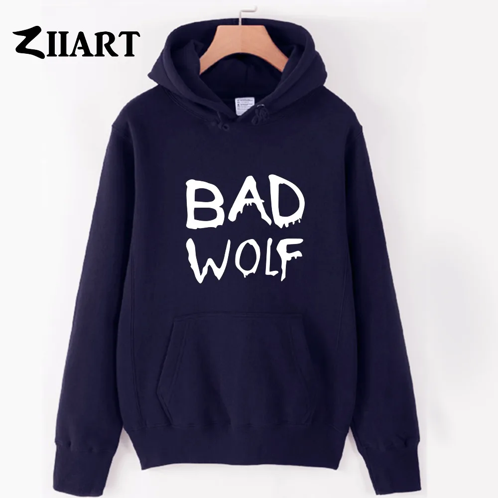 

Bad Wolf words letters couple clothes girls woman female autumn winter cotton fleece hoodies