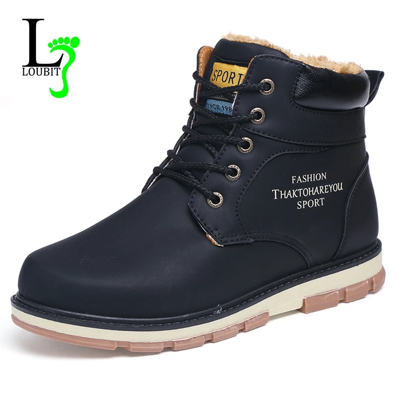 

Men Boots With Fur 2019 Winter Warm Snow Boots Mens Shoes Footwear Fashion PU Male Sneakers Rubber Ankle Boots Zapatos Hombre