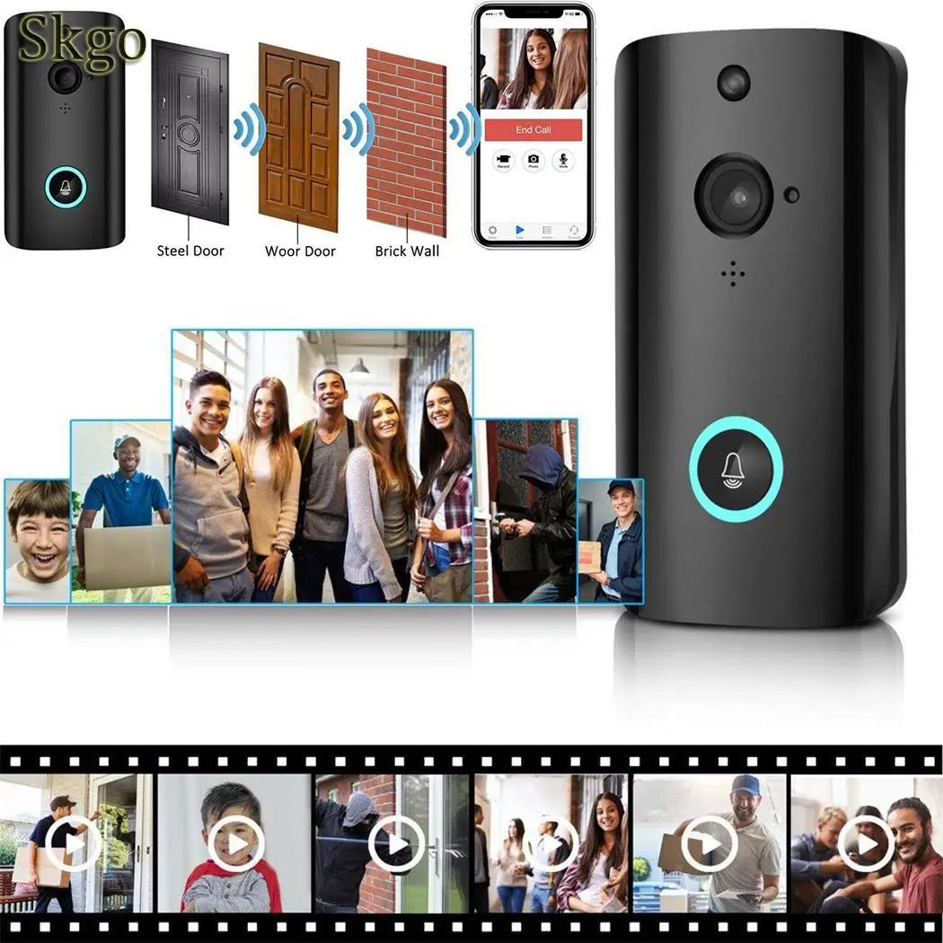 

Visual Intelligent Wifi Interphone Door Bell ABS 720P Low Power Monitoring 3.7V Doorbell with Ding-dong Home