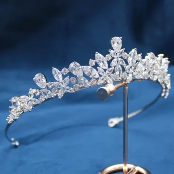 

Parmalambe Zircon In Clear Encrusted Silver Tiaras Hair Jewelry Headpieces Crown Wedding Hair Accessories coroa de noiva