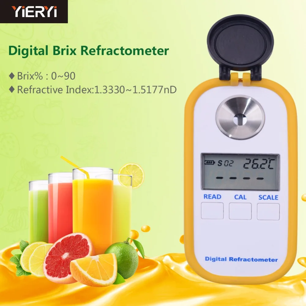 

yireyi New Brand 100% DR102 Digital Brix Refractive Index Refractometer 0-90% Brix For Sugar In Wine Concentration Of La Noodle