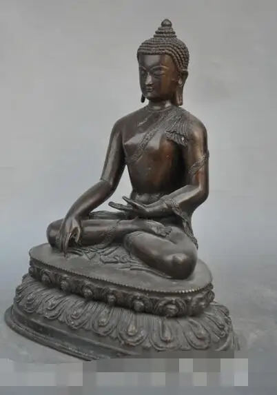

S02861 8"china tibet buddhism temple bronze sakyamuni Shakyamuni Amitabha buddha statue (B0328)