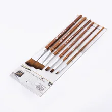 Специальная цена 6 шт. древесина короткие стержень нейлон волос картина маслом плоской головкой акриловая воды порошок кисть товары для рукоделия детей щетка