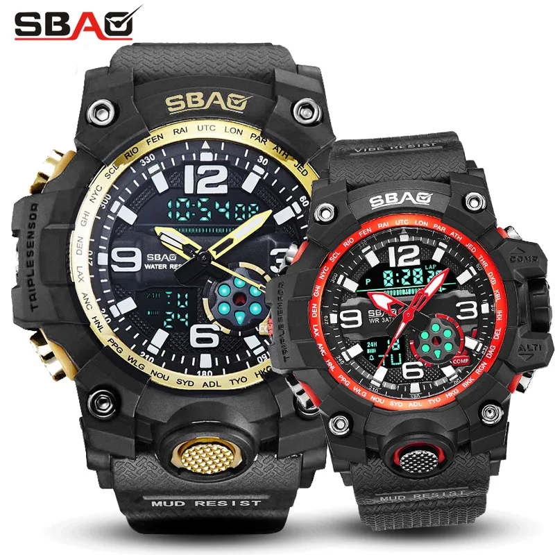 

New Fashion Brand Men Sports Watches Analog LED Digital Dual Display chronograph Watch For Men Women Military Waterproof Watch