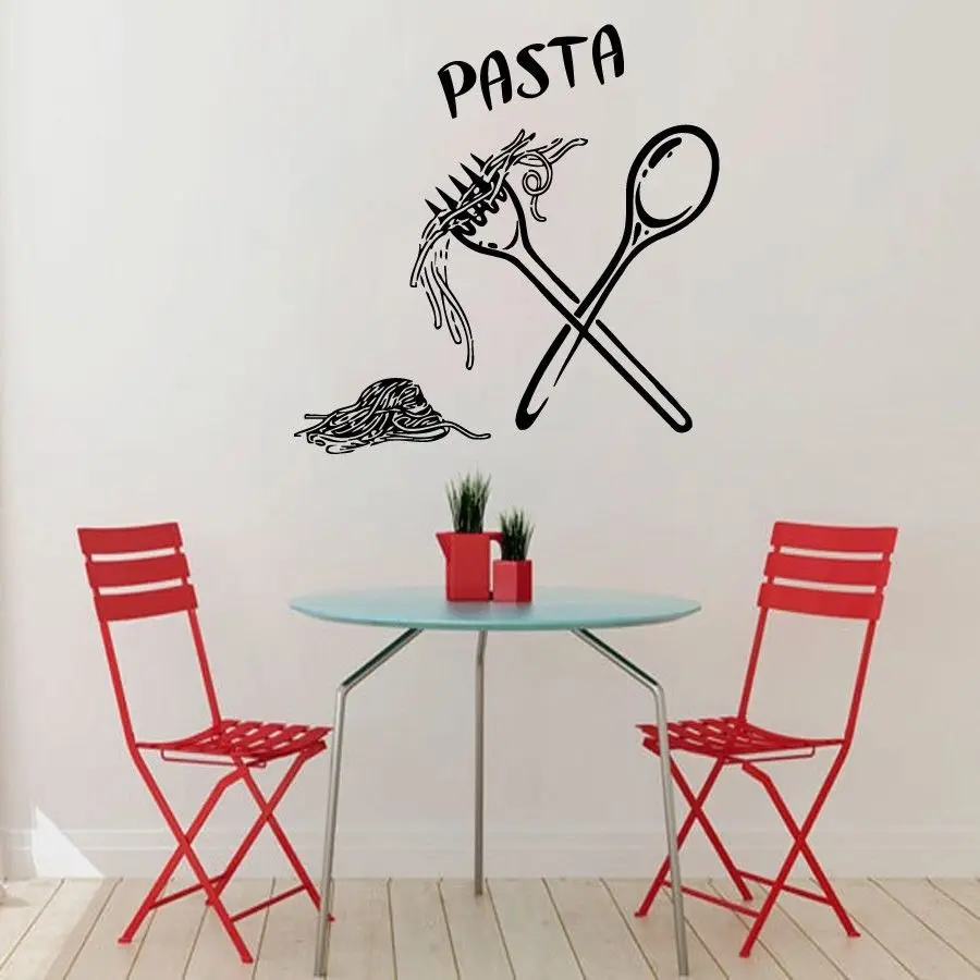 Pasta Wall Stickers Food Meal Spoon Fork Stickers Wall Decal Cafe Kitchen Tile Wall Decorative