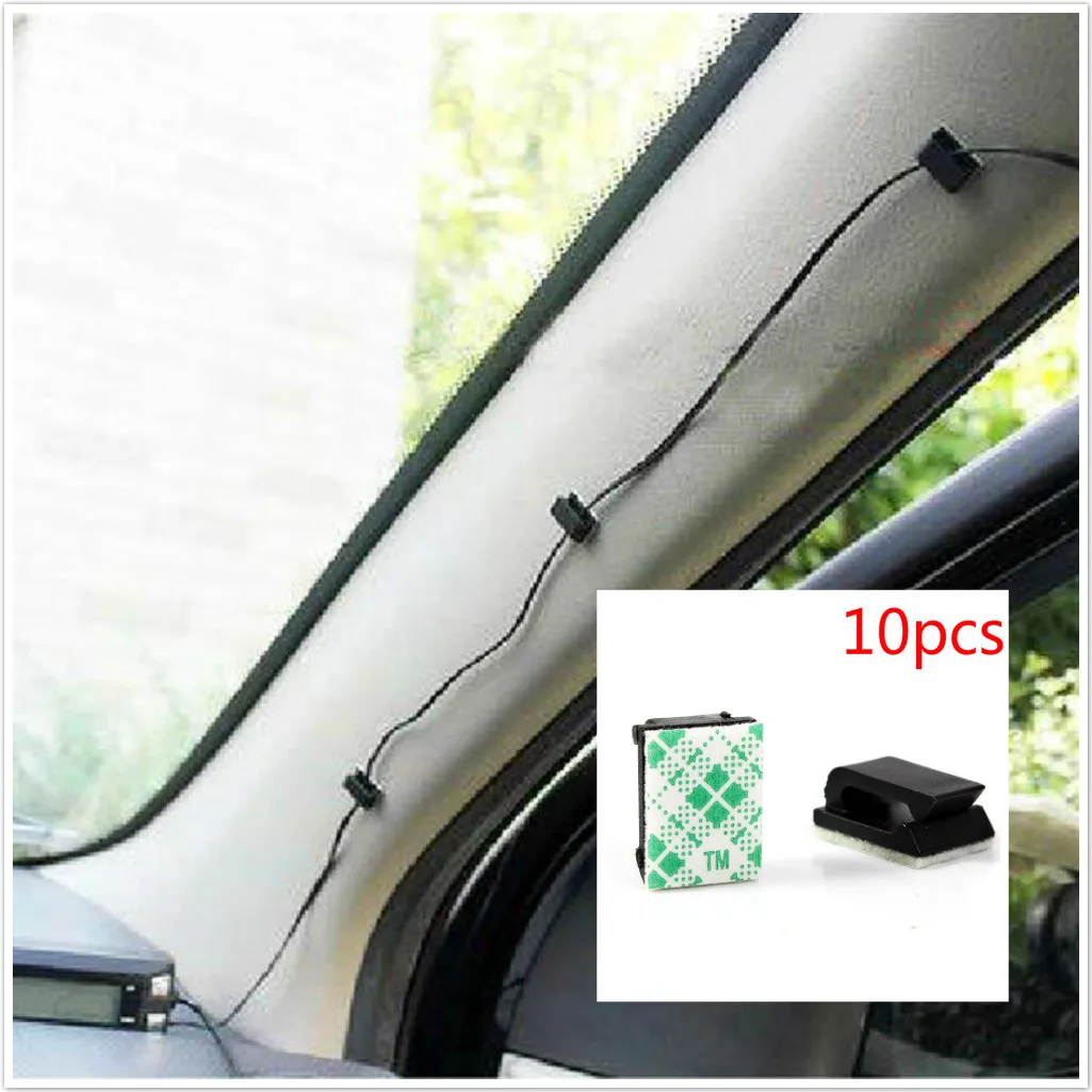 

10Pcs/lot Adhesive Car Cable Organizer Clips Cable Winder Drop Cable Holder Cord Management Desk Wire Tie Fixer