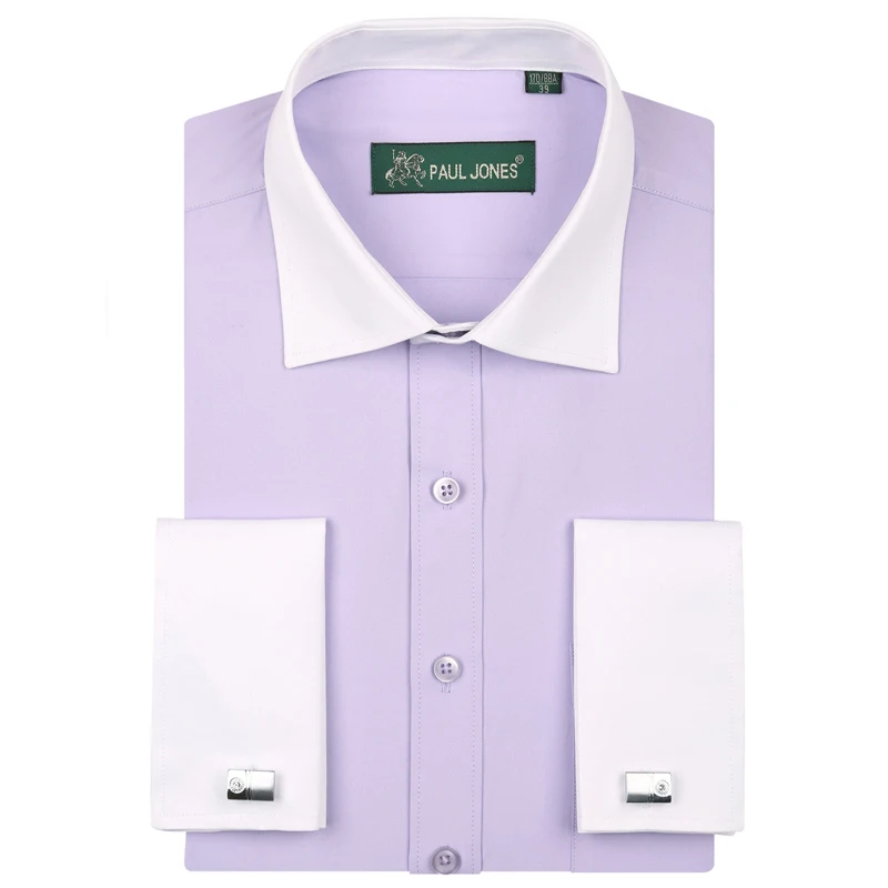 

Men's Tuxedo Dress Shirts Patchwork Contrast Color Design French Style Formal Shirt for Wedding/Party with Beautiful Cufflinks