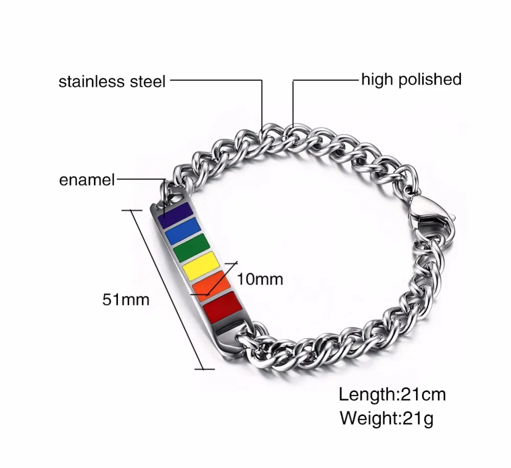 Rainbow Curb-chain Bracelets | Gay Gifts