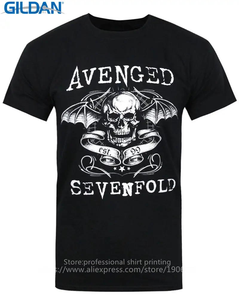 

Loose Clothes Gildan Novelty Men Crew Neck Short-Sleeve Avenged Sevenfold Skull Tees