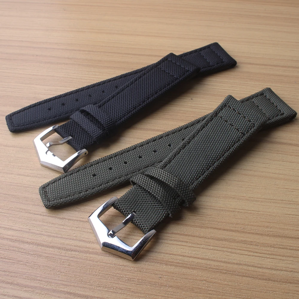 

Sport Watchband Black Green Watch Accessories 20mm 21mm 22mm for men watches fashion style stainless steel pin buckle silver new