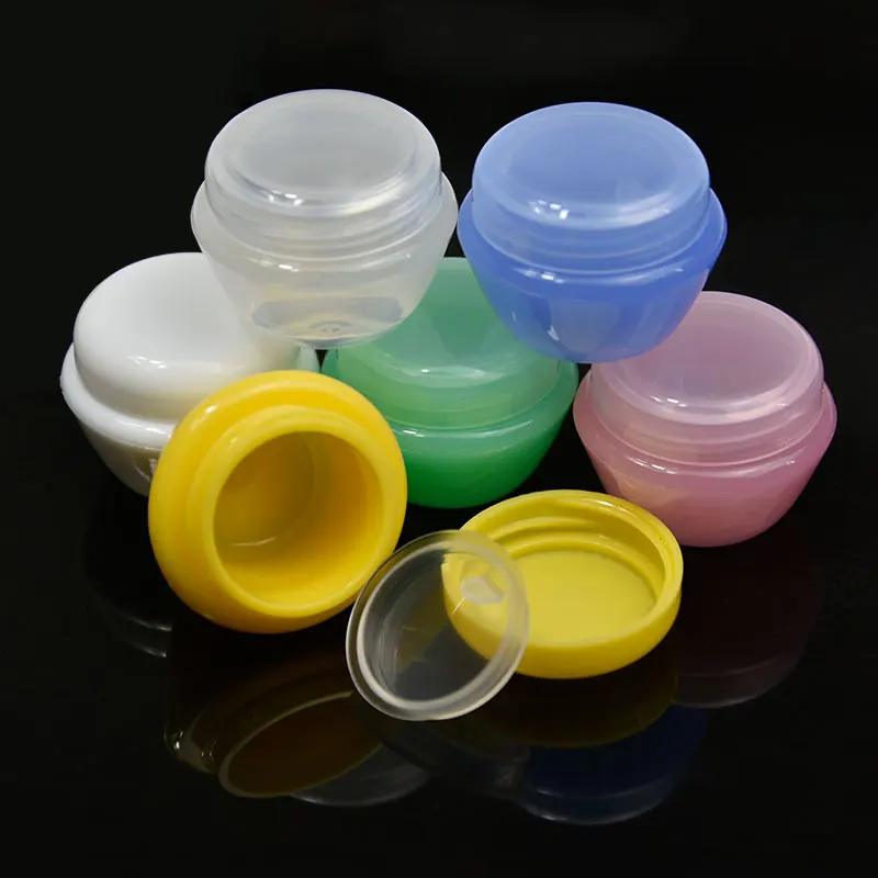 

5g/ml*50pcs Colorfull Cream Jar, Empty Plastic Cosmetic Container, clear jar, Small Sample Makeup Sub-bottling nail powder case