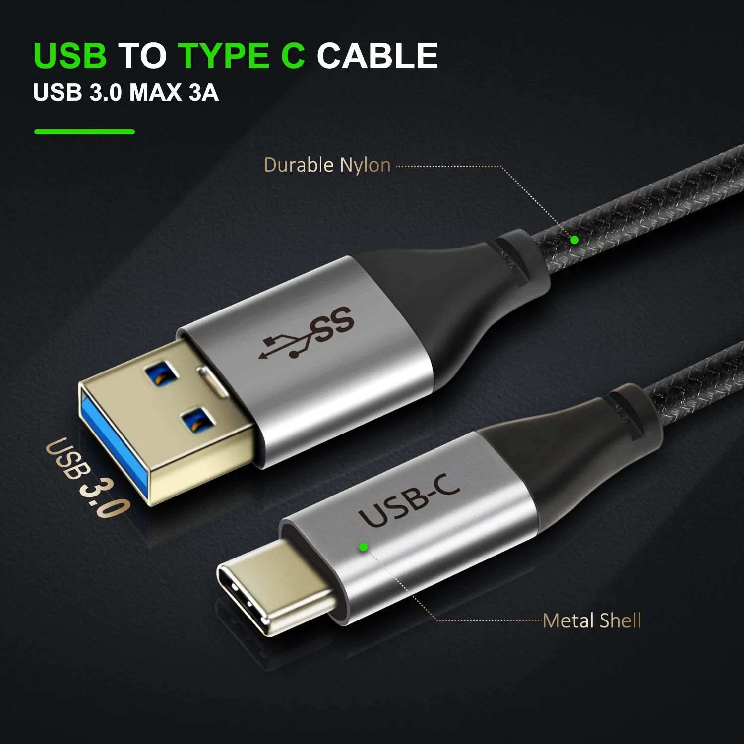 CABLETIME премиум Тип usb с разъемами типа C и USB3.0 кабеля AM 5 Гбит/с для зарядки и синхронизации c-типа изоляция с оплетка из нейлона huawei Коврики 30/20/10 P30/20/10 C021