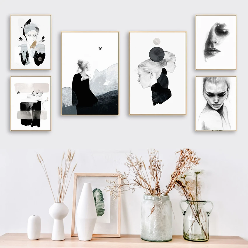 

ASAPFOR Abstract Beauty Canvas Painting Nordic Printed Posters Artwork without Frame Decor Wall Pictures for Girls Bedroom