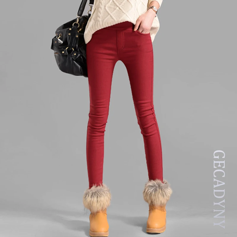 

Hot Sale Winter Women Pants Pure Color Elastic Plus Velvet Thick Leggings Trousers Plus Size 3XL Ladies Warm Trousers Leggings
