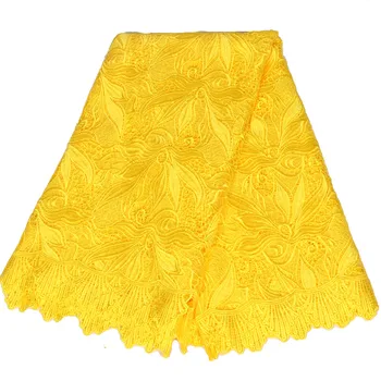 

HFX 100% polyester and cotton materials african cord laces/ swiss guipure lace fabric yellow nigerian wedding dresses C21-2