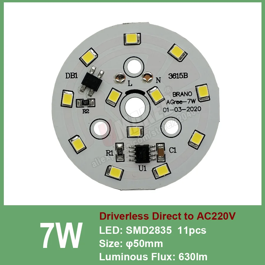 9 Вт 60 мм AC 220 В вниз светильник led pcb smd2835 интегрированный IC драйвер, 18 Вт 15 Вт 12 Вт 9 Вт 7 Вт 5 Вт 3 Вт для вниз светильник Diy - Испускаемый цвет: 7W 50mm