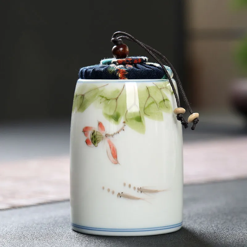 

Classical Hand Drawn Tea Canister Porcelain Jar Storage Cans Ceramic Tea Box Kitchen Sealed Storage Bottle Home Decor Art Gifts