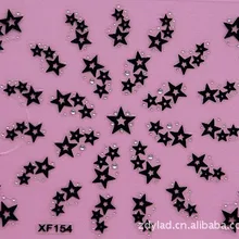 Черный 3D Звездный дизайн переводные наклейки для ногтей переводные наклейки для девушек и женщин инструменты для маникюра наклейки для ногтей XF154