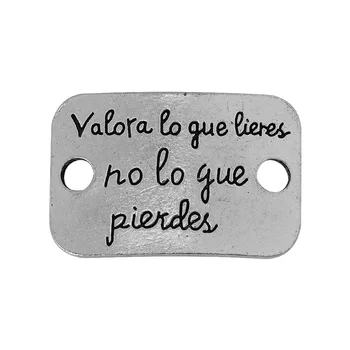 

20pcs Spanish Connector,Bracelet Connector,Bracelet Tag,Espanol,Tibetan Silver,Curved Sideway,"Valora lo que..."-10060702