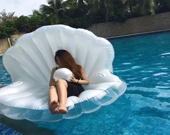 

1 Giant Pearl Ball Pool Float Shells Inflatable Water Floating Row Scallop Aqua Loungers Floating Air Mattress Donuts Swim Ring