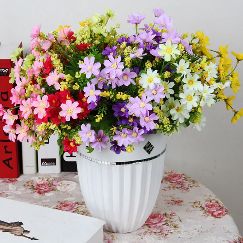 28 Heads Fake Daisy Cheap Real Touch Flower Plants Grass Without Pots Silk Artificial Flowers For Wedding Home Decoration 28 Heads Fake Daisy Cheap Real Touch Flower Plants Grass Without Pots Silk Artificial Flowers For Wedding Home Decoration