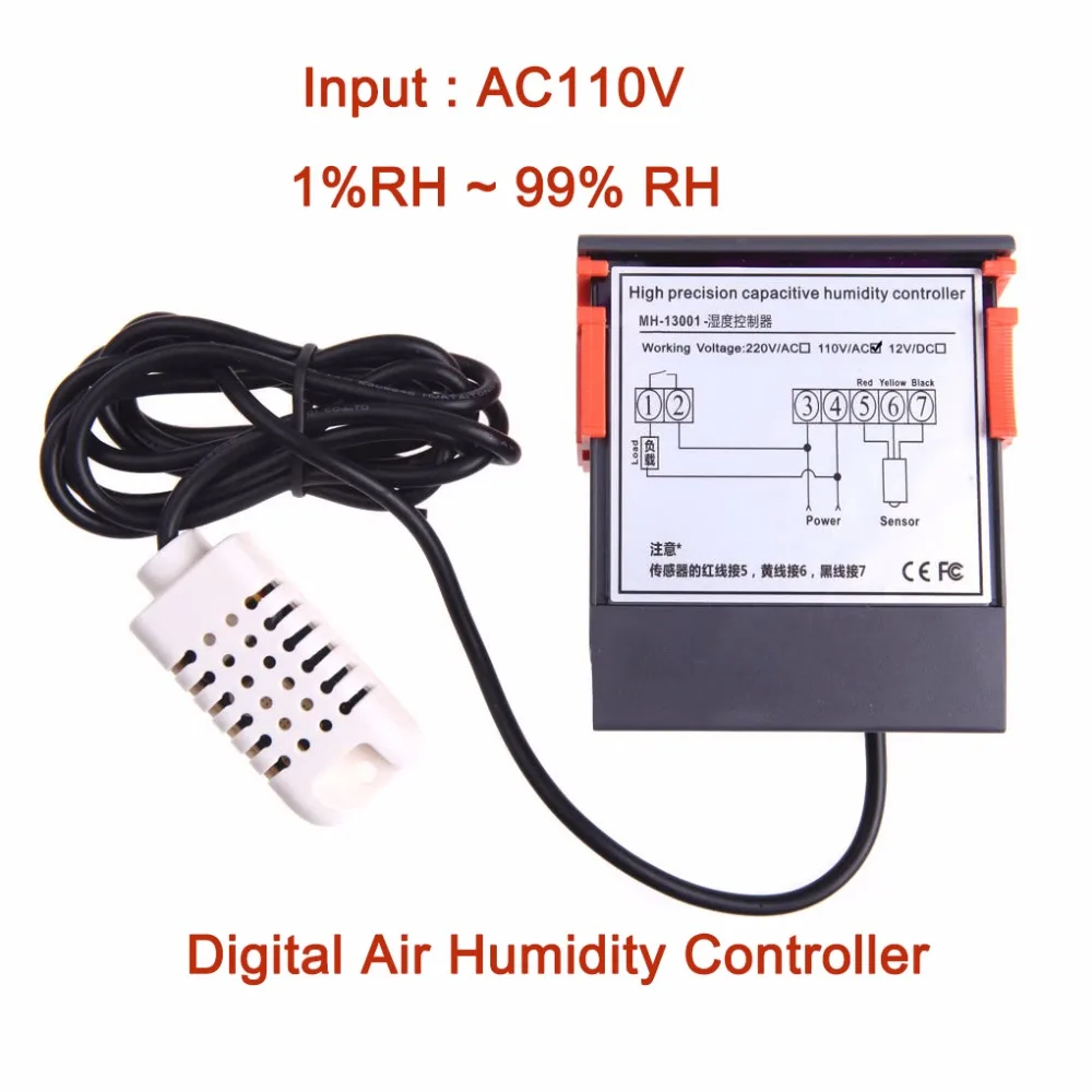 

MH13001 AC110V Digital Air Humidity Controller Humidification Dehumidification Tool Measuring Range 1% ~ 99%