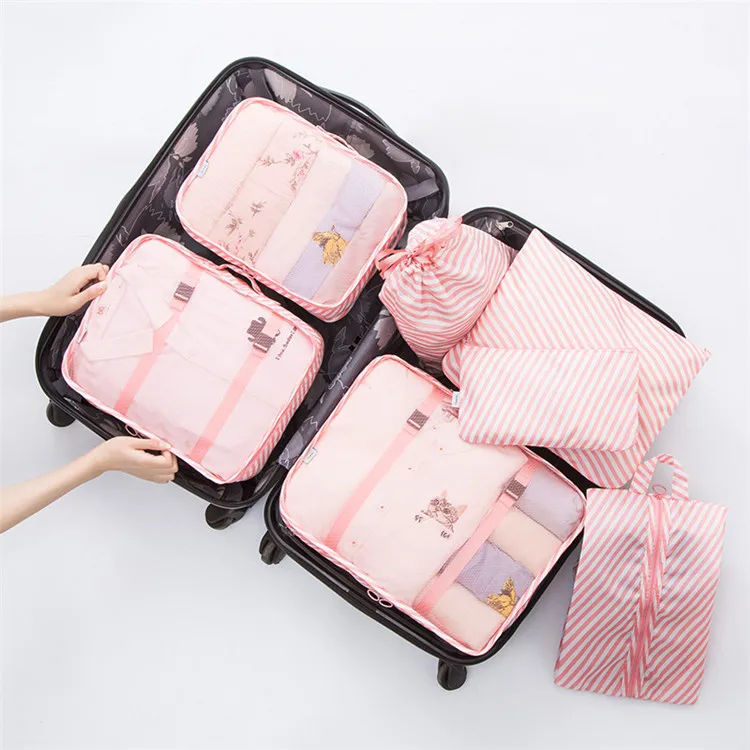 3pcs Cartoon Travel Storage Bags Zipper Waterproof Organizer Pouch Clothes Shoes